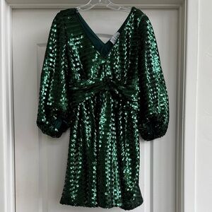 Alden Adair Green Sequin V-Neck Dress size small